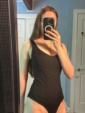Black Corset-style Bodysuit
